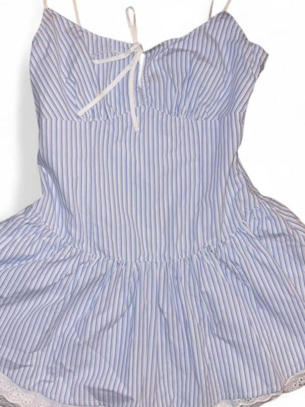 Forever 21 Blue & White Striped Drop-Waist Mini Dress